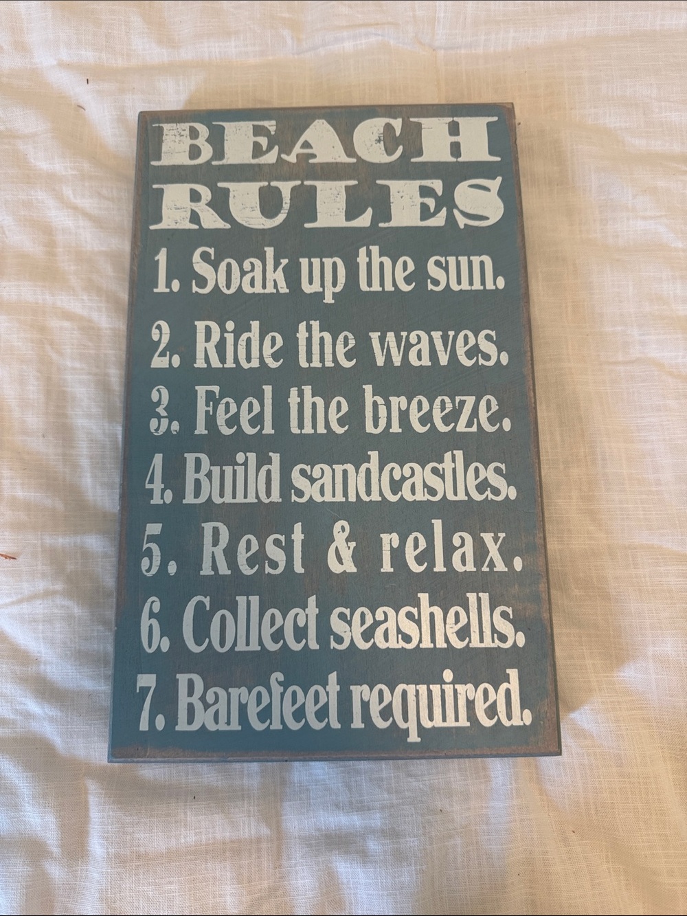 Beach Rules Wall Sign - Blue - Unbranded
